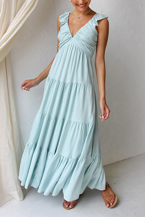 Zoë Ella™  | Marilyn - V-neck maxi dress with ruffle