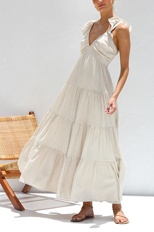 Zoë Ella™  | Marilyn - V-neck maxi dress with ruffle