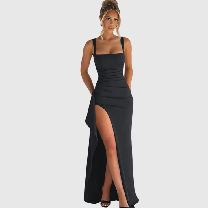 Zoë Ella™ | Cell | Elegant Formal Slip Maxi Dress with Open Back
