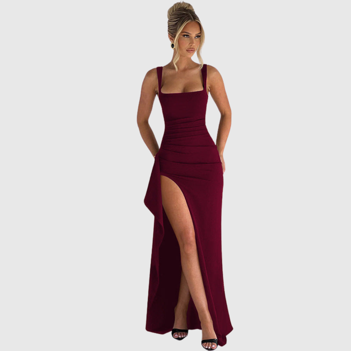 Zoë Ella™ | Cell | Elegant Formal Slip Maxi Dress with Open Back
