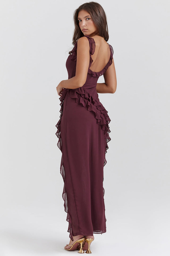 Zoë Ella™  | Delilah | Elegant Ruffle Slit Dress