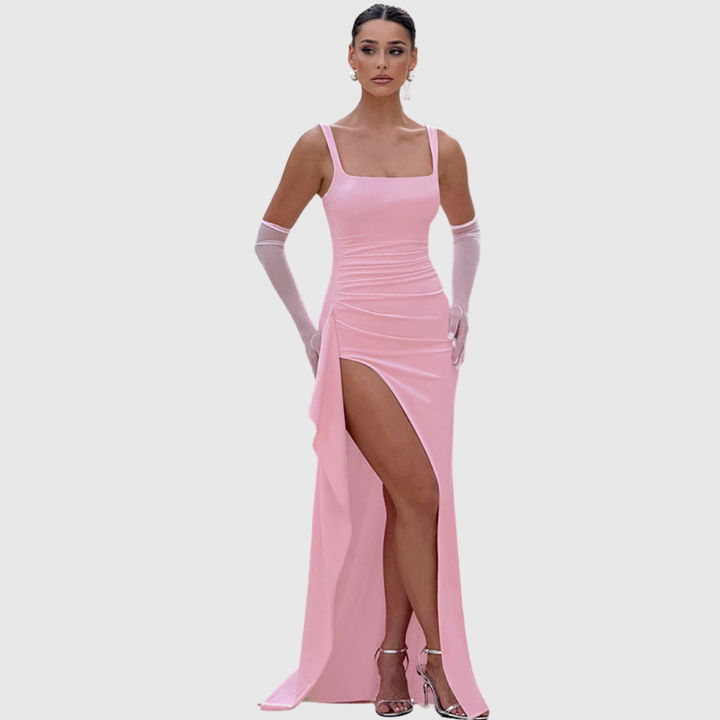 Zoë Ella™ | Cell | Elegant Formal Slip Maxi Dress with Open Back