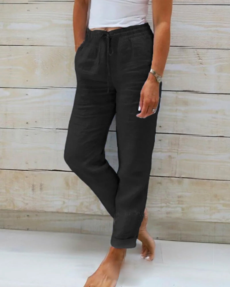 Zoë Ella™ | Linen-Blend Relaxed Pants
