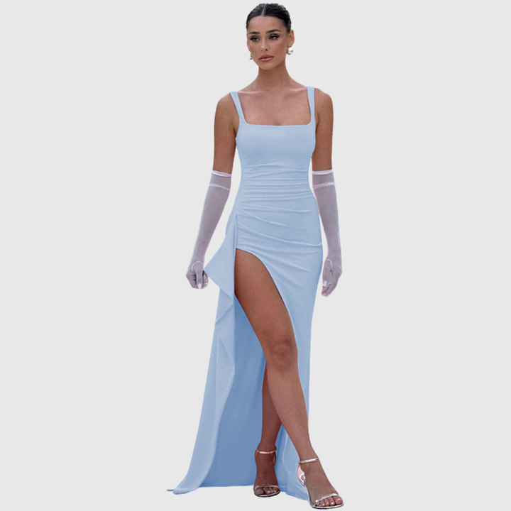 Zoë Ella™ | Cell | Elegant Formal Slip Maxi Dress with Open Back