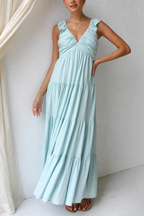 Zoë Ella™  | Marilyn - V-neck maxi dress with ruffle