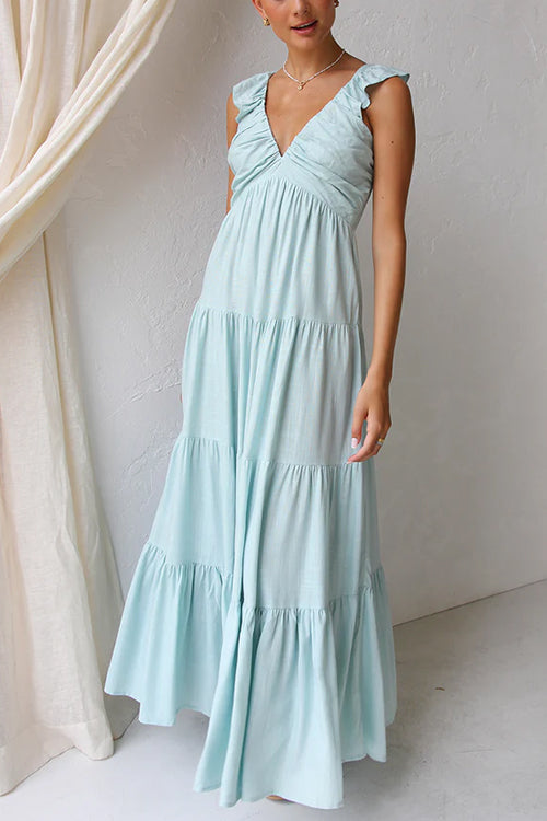 Zoë Ella™  | Marilyn - V-neck maxi dress with ruffle