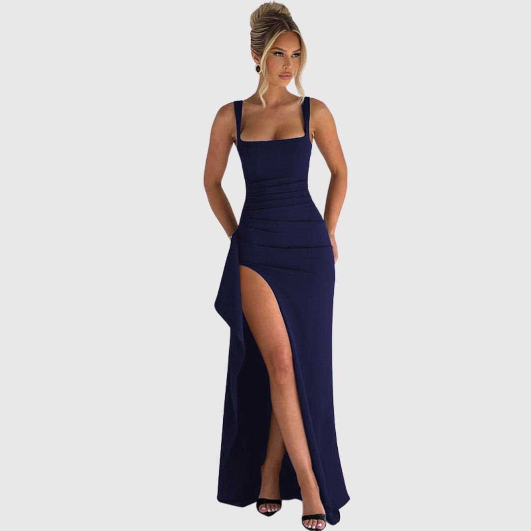Zoë Ella™ | Cell | Elegant Formal Slip Maxi Dress with Open Back