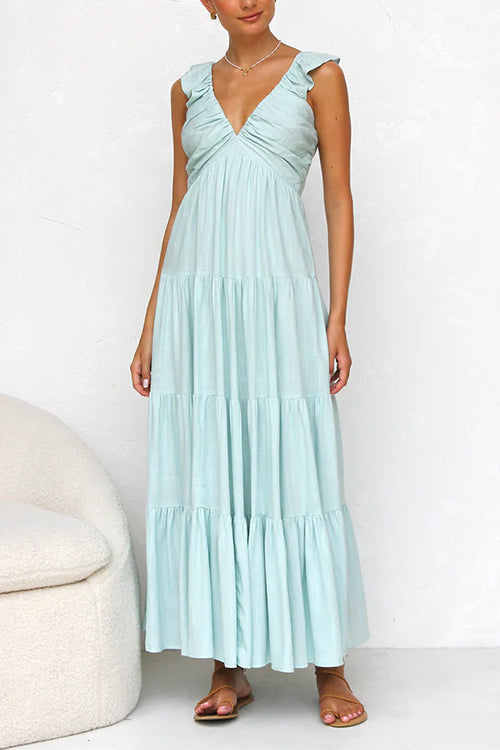 Zoë Ella™  | Marilyn - V-neck maxi dress with ruffle
