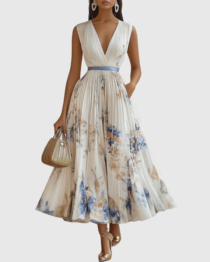 Zoë Ella™ | Rowella | Elegant Pleated Maxi Dress