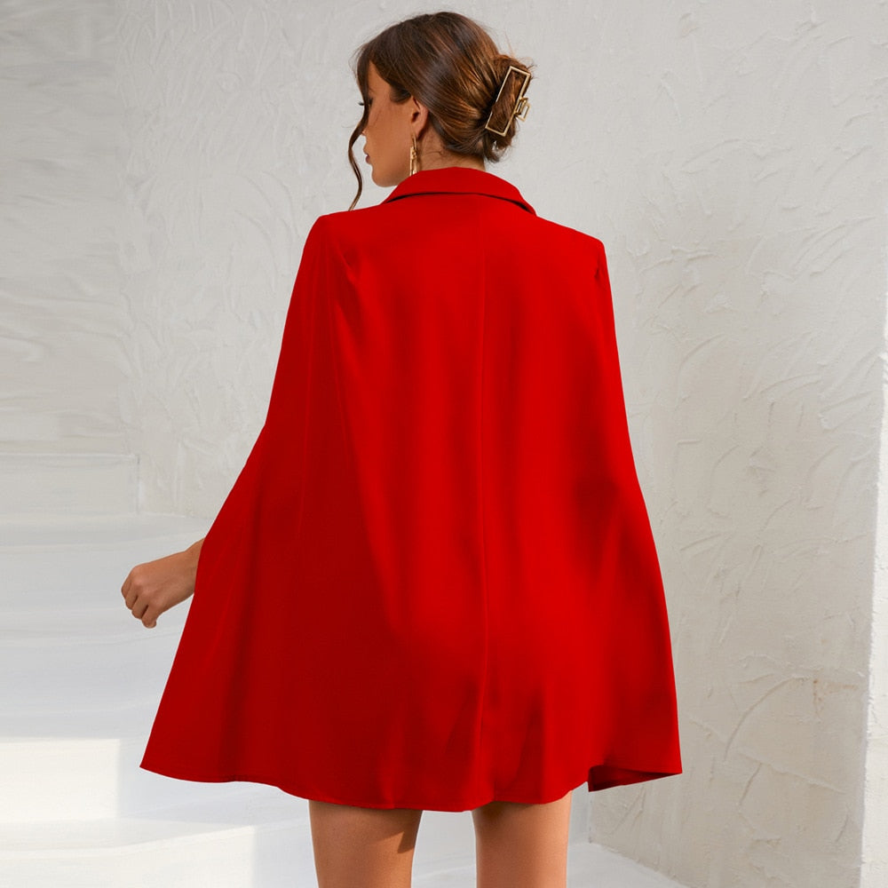 Zoë Ella™ | Luxe Cape Blazer With Mini Dress And Belt