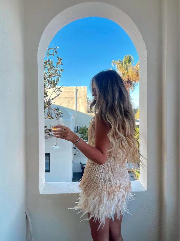 Zoë Ella™  | Doriana | Feather Mini Dress