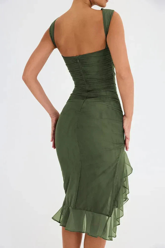 Zoë Ella™  | Elita | Boat-Neck Ruffle Sheath Dress