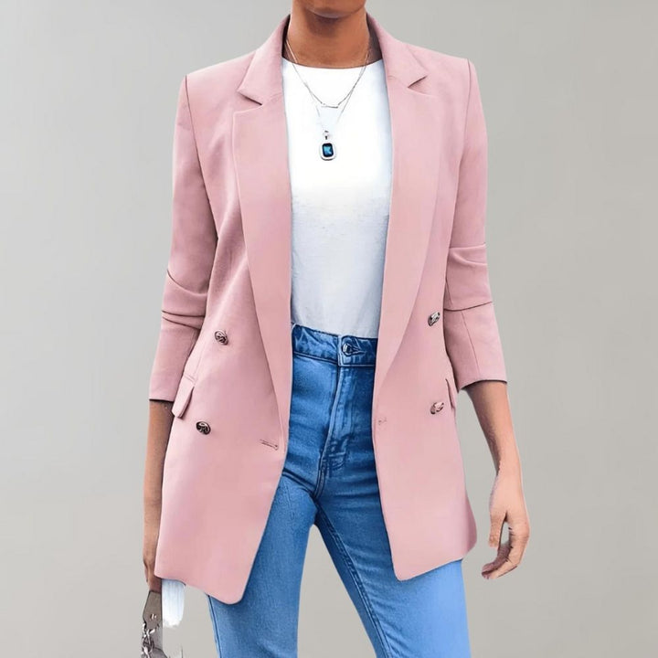 Zoë Ella™ | Casual Double-Breasted Longline Blazer