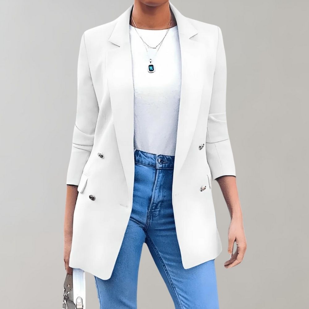 Zoë Ella™ | Casual Double-Breasted Longline Blazer