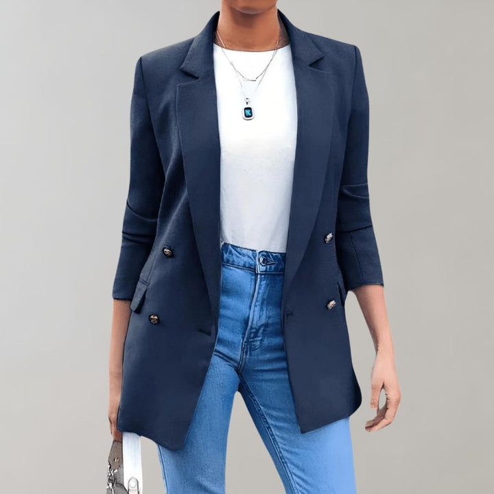 Zoë Ella™ | Casual Double-Breasted Longline Blazer