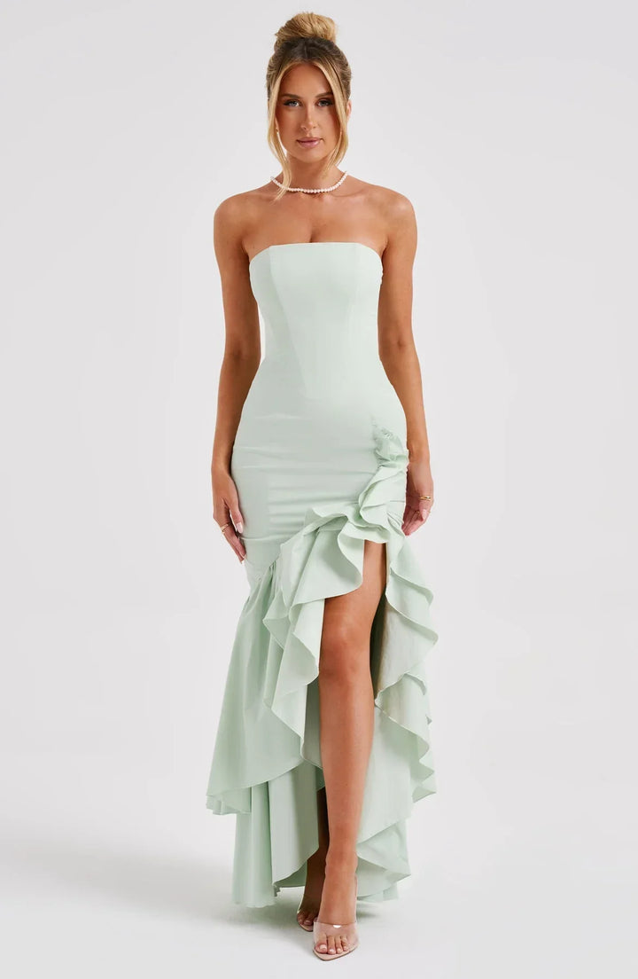 Zoë Ella™  | Riviera | Sleeveless Slit Ruffle Maxi Dress