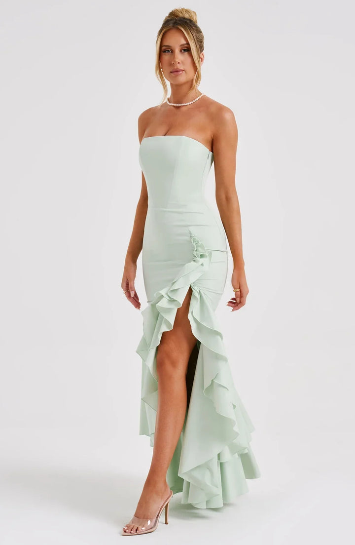 Zoë Ella™  | Riviera | Sleeveless Slit Ruffle Maxi Dress