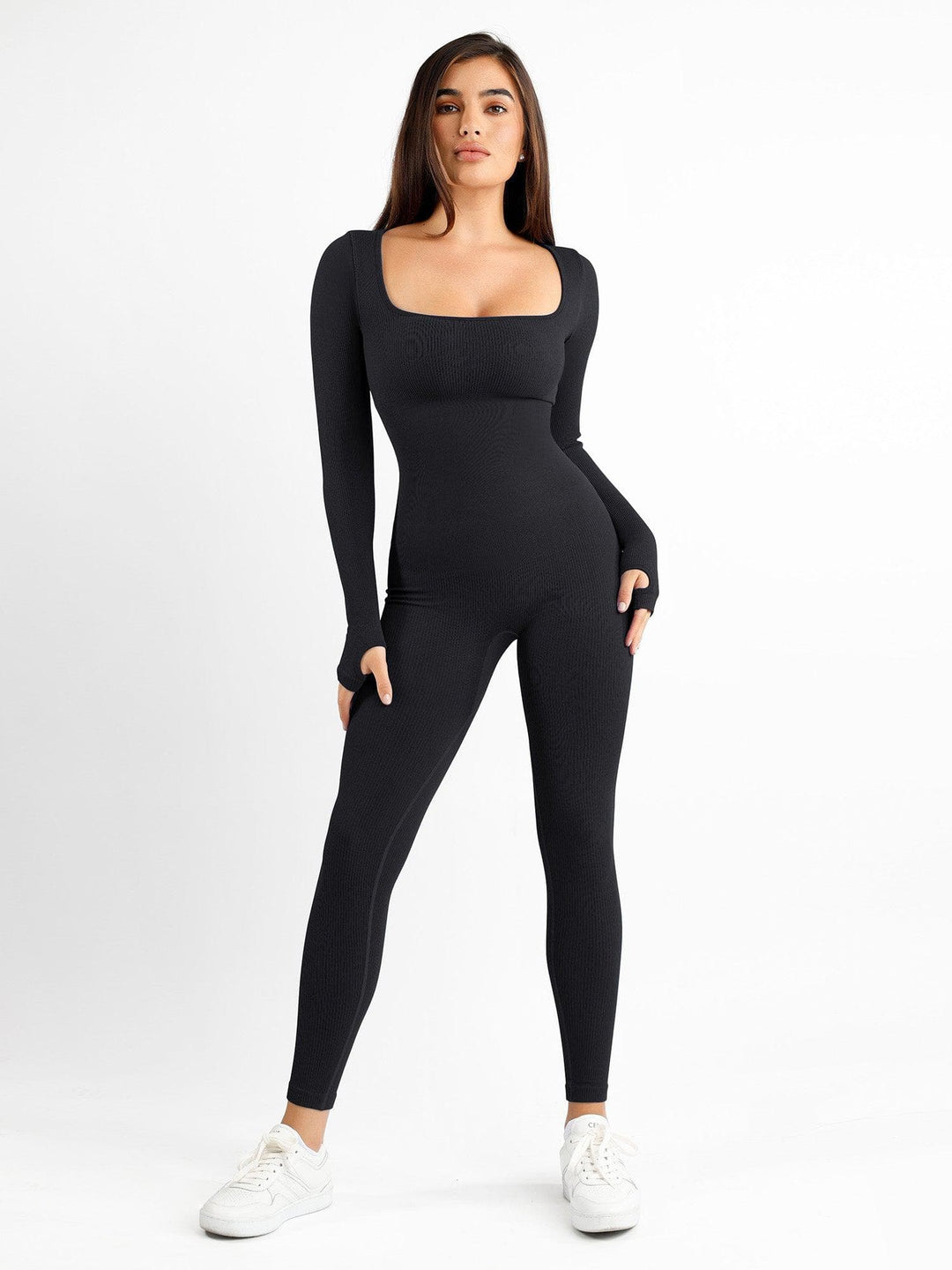 Zoë Ella™ | Shapewear Seamless Thumb Hole Long Sleeve Jumpsuit