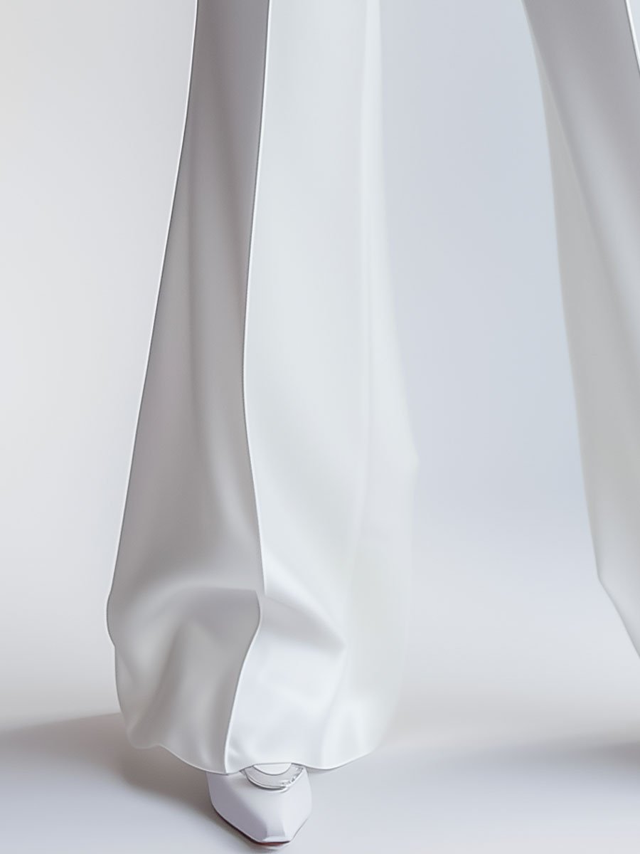 Zoë Ella™ |Elegant White High-Waisted Trousers