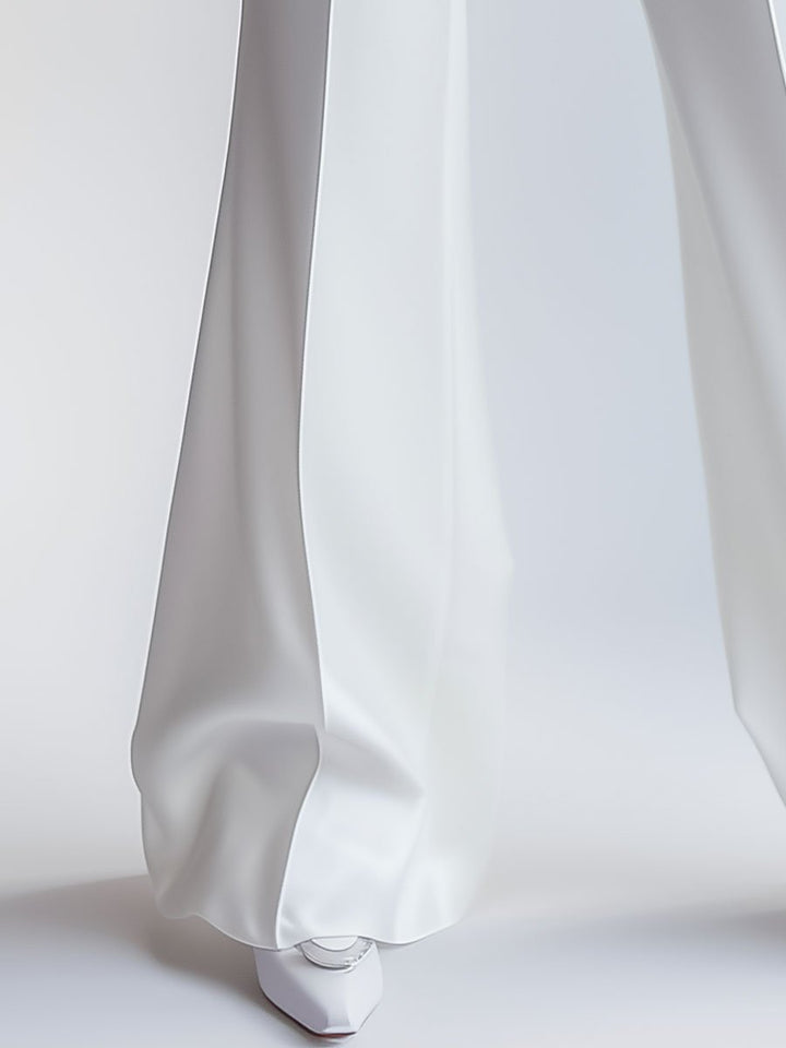 Zoë Ella™ |Elegant White High-Waisted Trousers