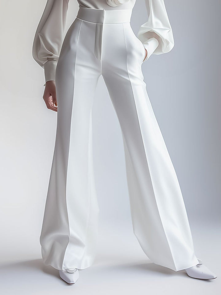 Zoë Ella™ |Elegant White High-Waisted Trousers