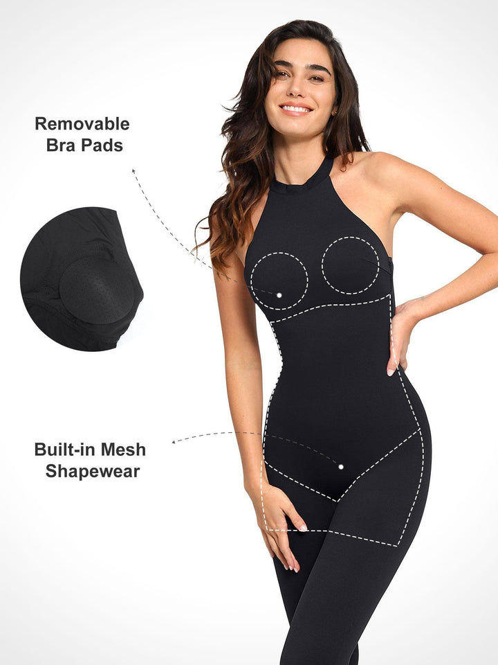 Zoë Ella™ | Shapewear Body-Sculpting Halter Neck Jumpsuit