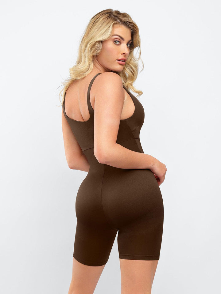 Zoë Ella™ | Shapewear Square Neck Slimming Mid-Thigh Workout Romper