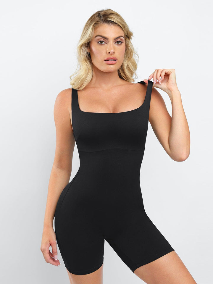 Zoë Ella™ | Shapewear Square Neck Slimming Mid-Thigh Workout Romper