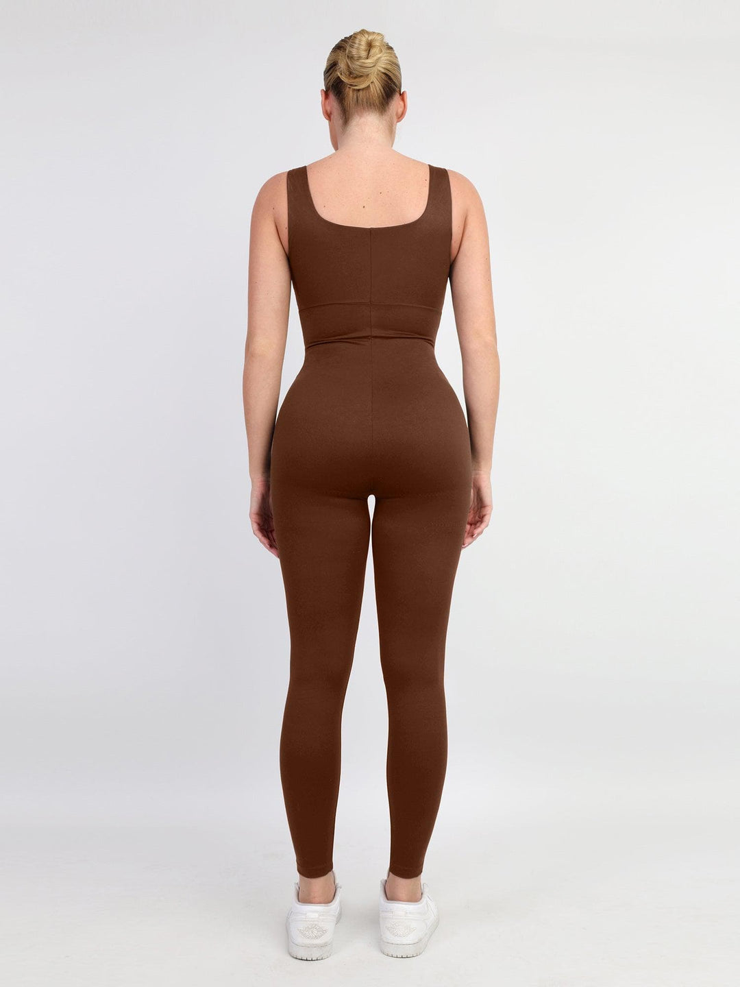 Zoë Ella™ | Shapewear Square Neck Thigh Slimming Workout Jumpsuit