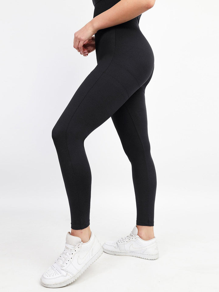 Zoë Ella™ | Shapewear Square Neck Thigh Slimming Workout Jumpsuit