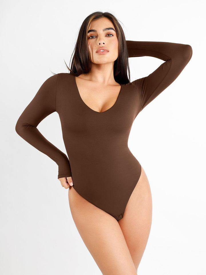 Zoë Ella™ | Shapewear CloudSense Long Sleeve V-Neck Sculpting Bodysuit