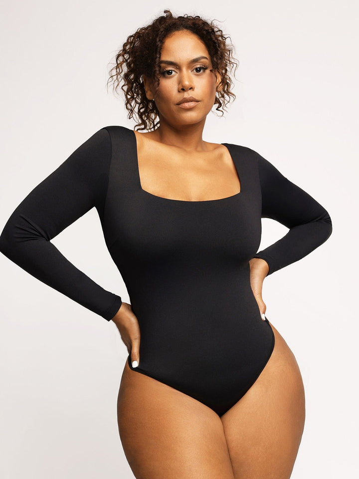 Zoë Ella™ | Shapewear Contour Long Sleeve Square Neck Bodysuit