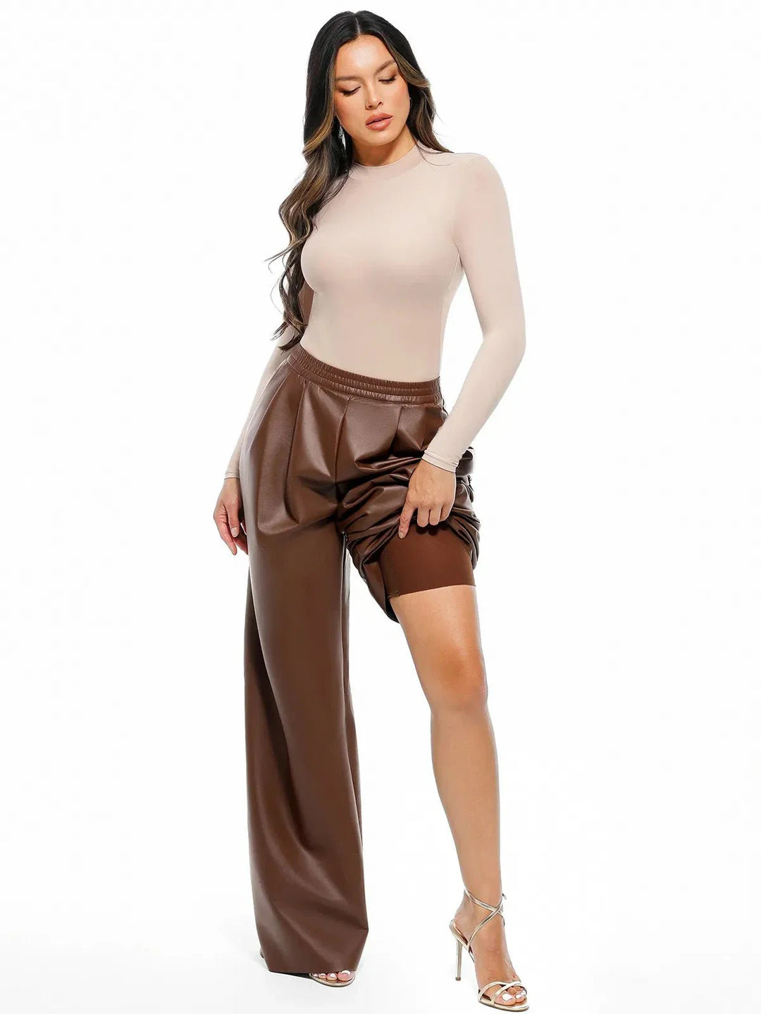 Zoë Ella™ | Faux Leather High Waisted Wide Leg Pants