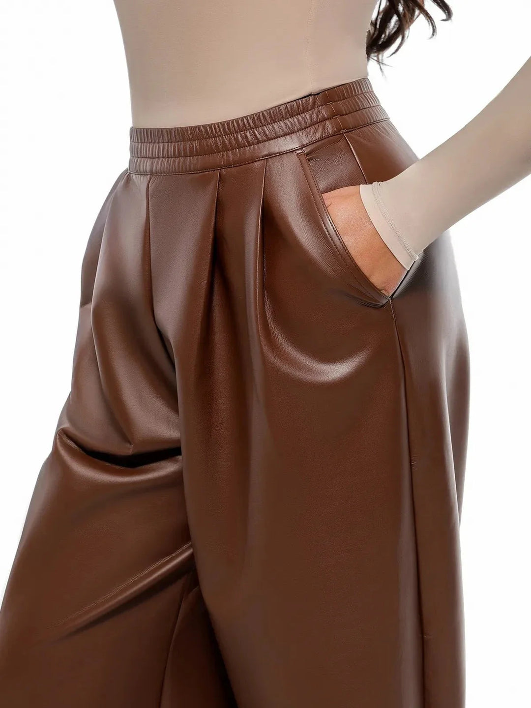 Zoë Ella™ | Faux Leather High Waisted Wide Leg Pants