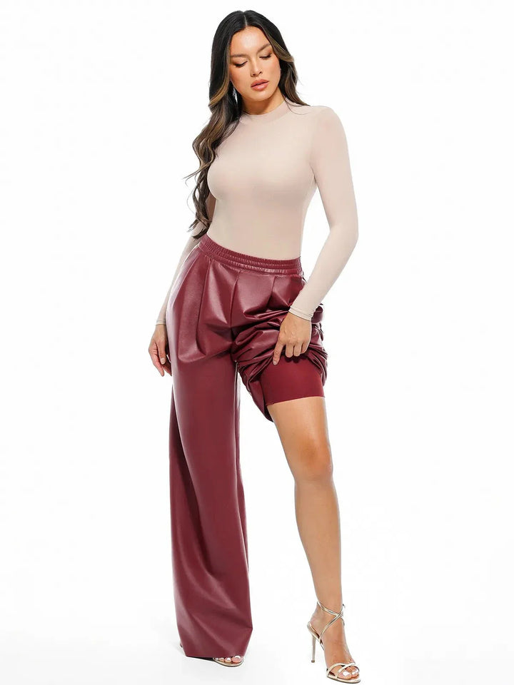 Zoë Ella™ | Faux Leather High Waisted Wide Leg Pants