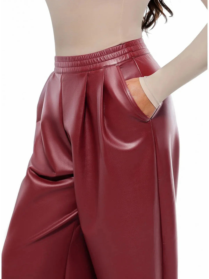 Zoë Ella™ | Faux Leather High Waisted Wide Leg Pants