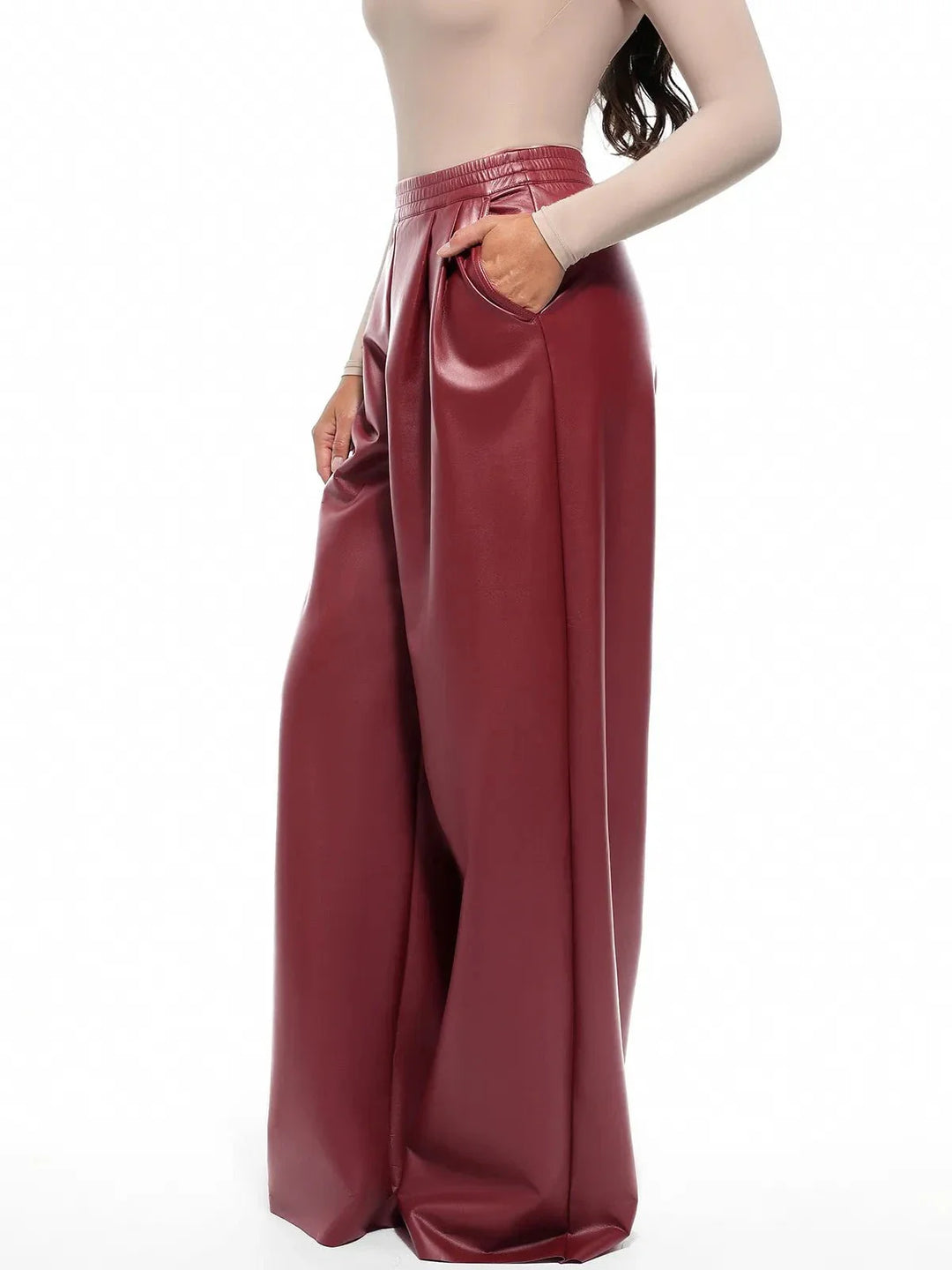 Zoë Ella™ | Faux Leather High Waisted Wide Leg Pants