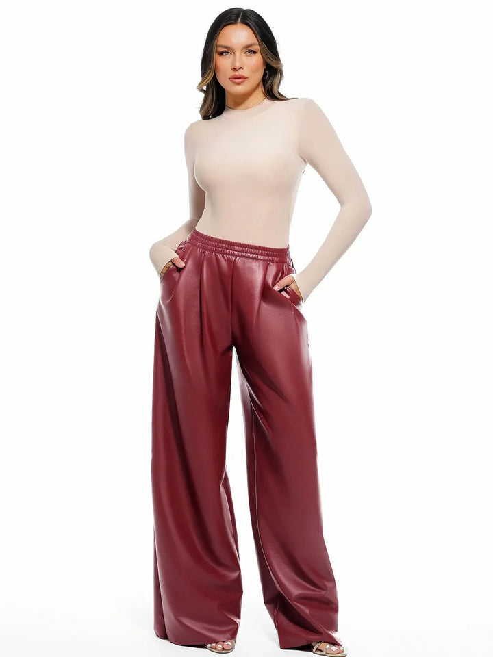 Zoë Ella™ | Faux Leather High Waisted Wide Leg Pants