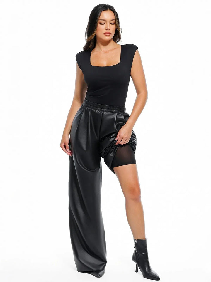 Zoë Ella™ | Faux Leather High Waisted Wide Leg Pants