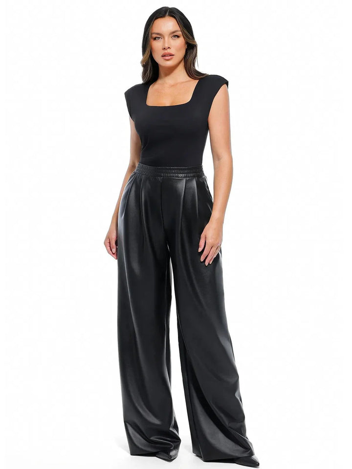 Zoë Ella™ | Faux Leather High Waisted Wide Leg Pants