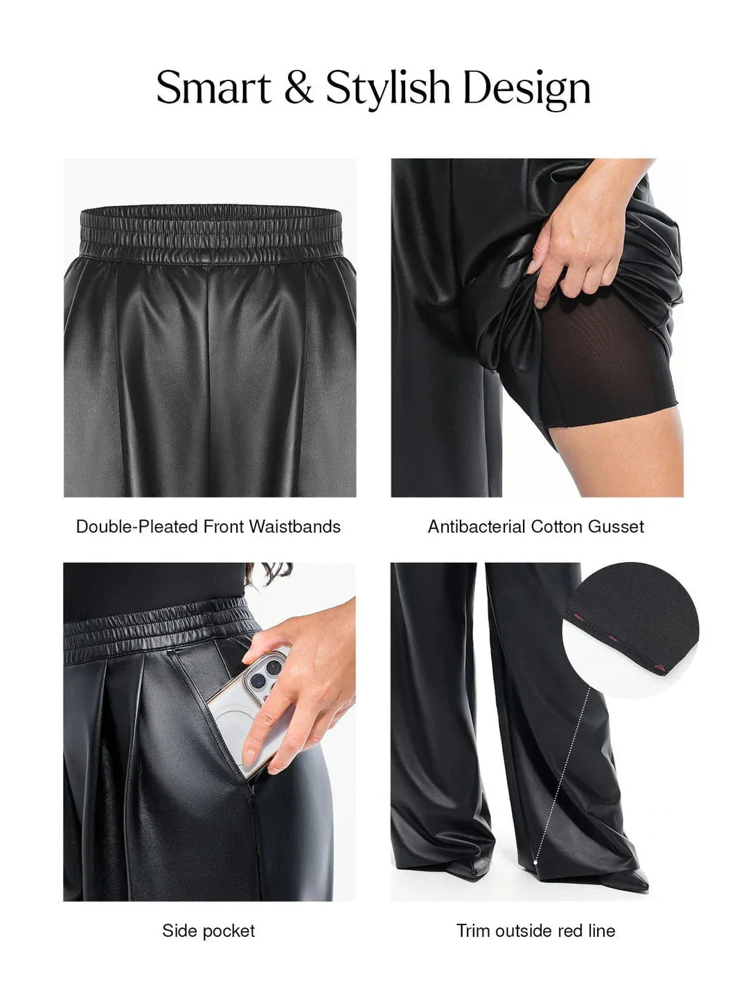 Zoë Ella™ | Faux Leather High Waisted Wide Leg Pants