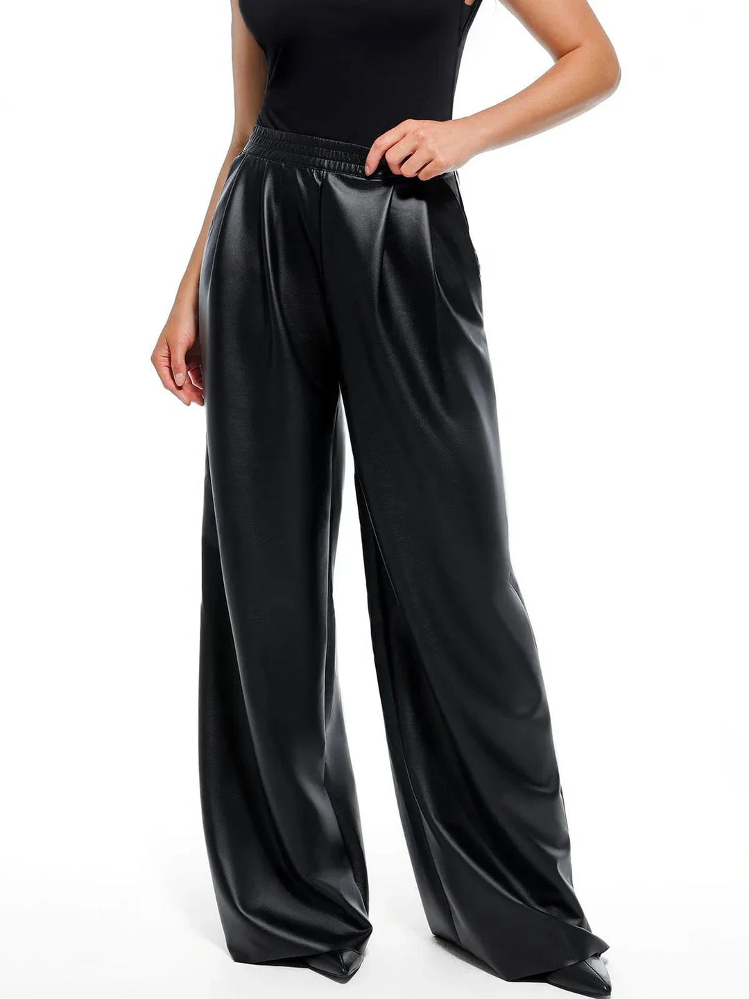 Zoë Ella™ | Faux Leather High Waisted Wide Leg Pants