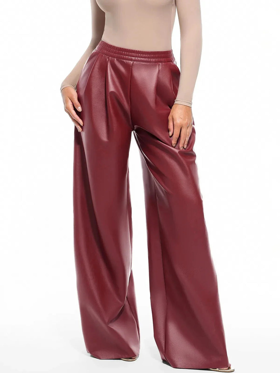 Zoë Ella™ | Faux Leather High Waisted Wide Leg Pants