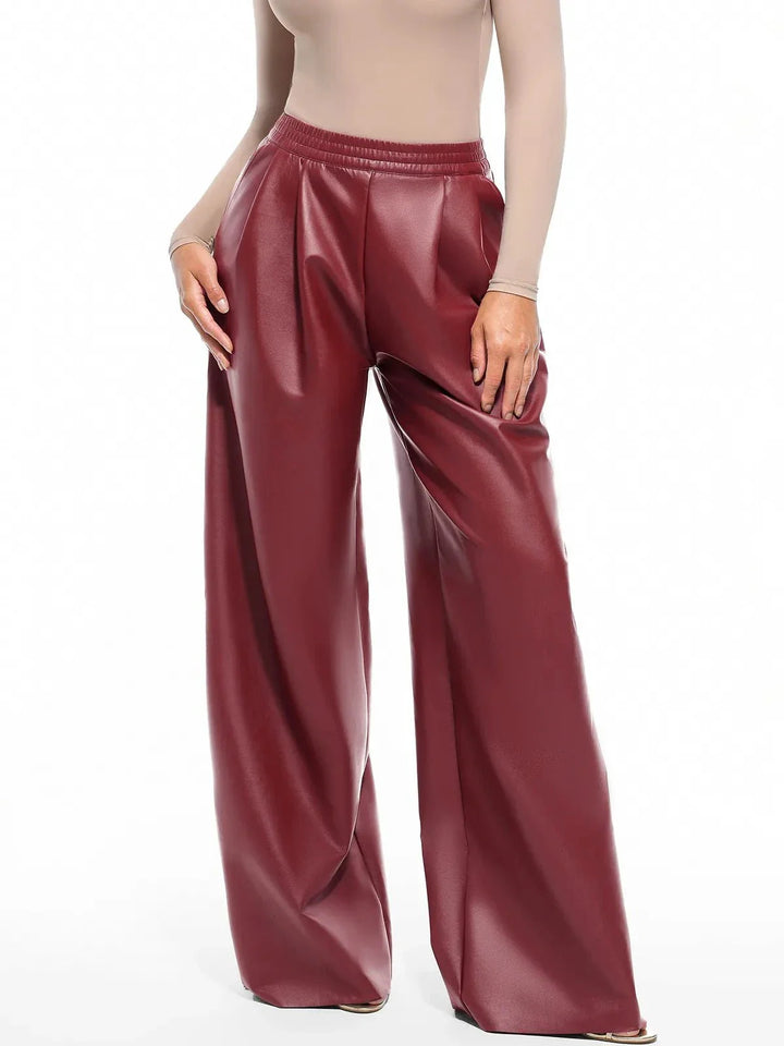 Zoë Ella™ | Faux Leather High Waisted Wide Leg Pants