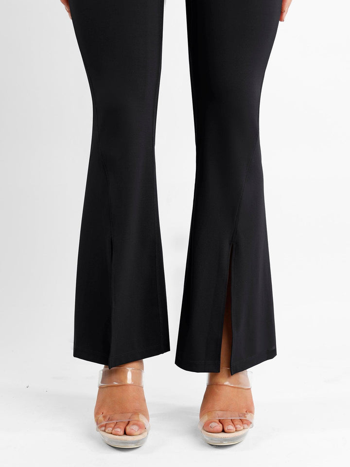 Zoë Ella™ | Shapewear High Rise Tummy Control Split Hem Flare Leg Pants