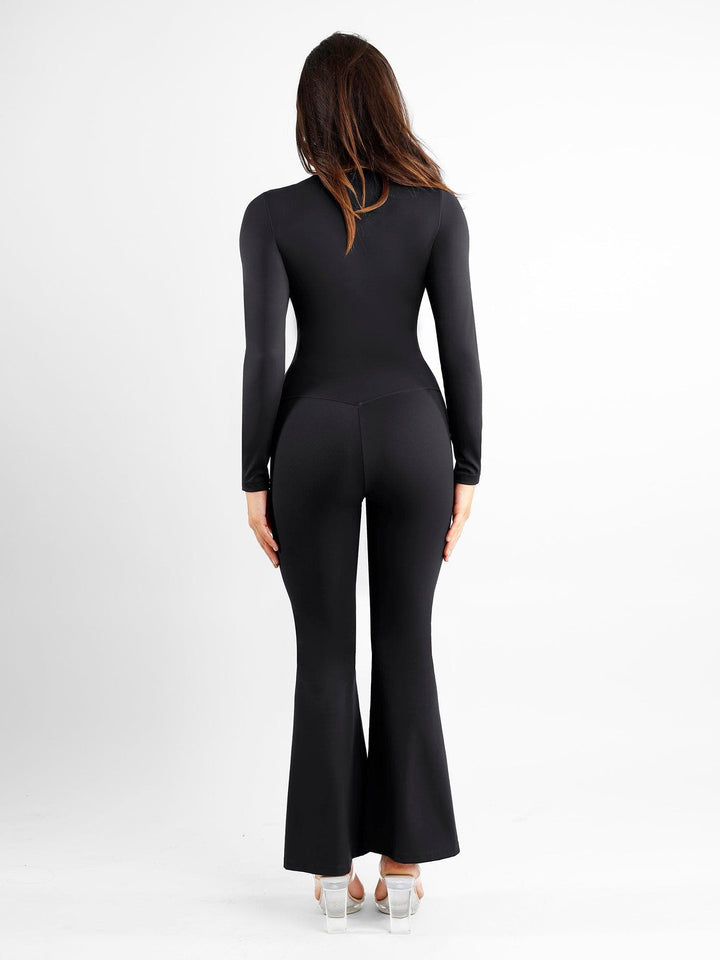 Zoë Ella™ | Shapewear High Rise Tummy Control Split Hem Flare Leg Pants