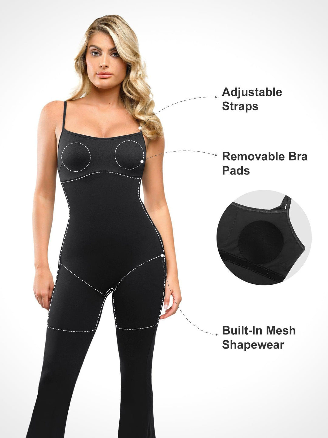 Zoë Ella™ | Shapewear Butt Lift Flare Leg Strappy Jumpsuit