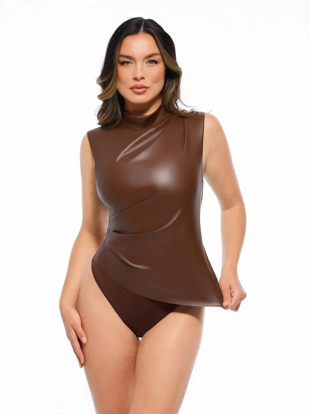 Zoë Ella™ | Sculpting 3-in-1 Faux Leather Bodysuit