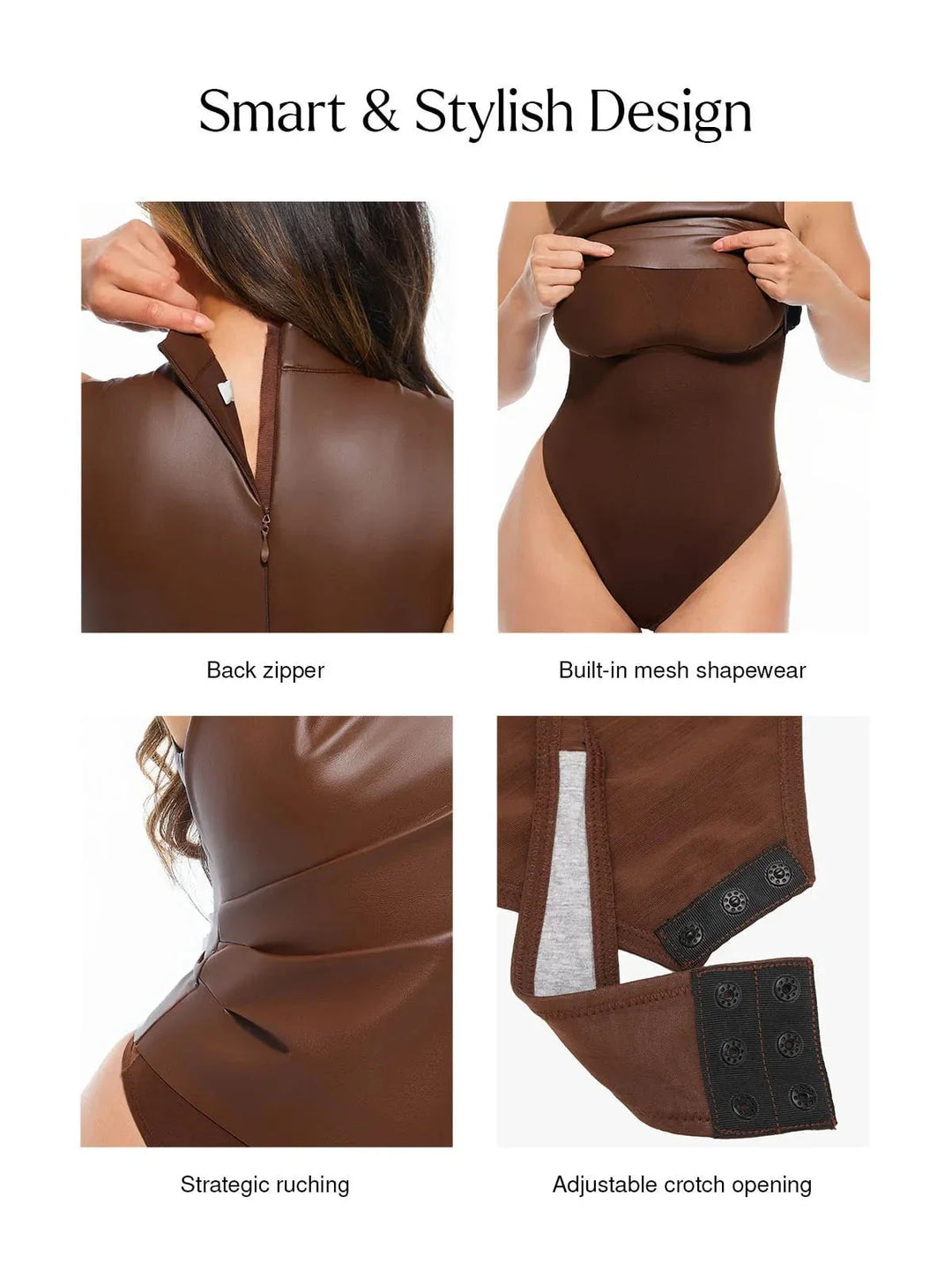 Zoë Ella™ | Sculpting 3-in-1 Faux Leather Bodysuit