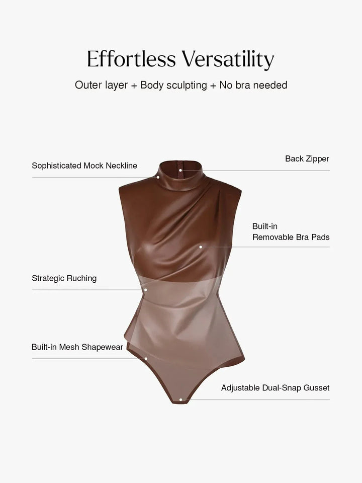 Zoë Ella™ | Sculpting 3-in-1 Faux Leather Bodysuit
